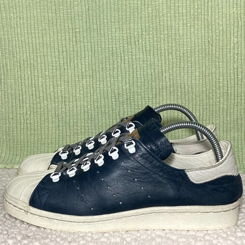 Adidas Men's Navy Blue/White Leather Shell Toe Classic Sneakers Shoes Size US 8